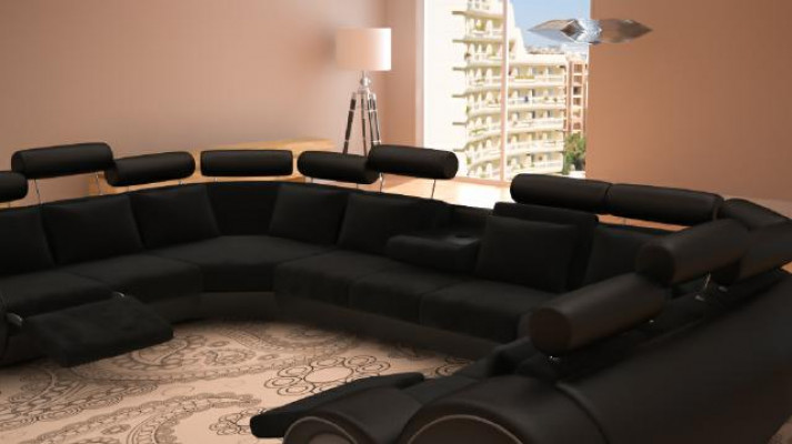Design XXL Żywy krajobraz Sofa z USB, Kanapa Podkładka Narożnikowa kanapa Włókienniczy Materiał Nowość