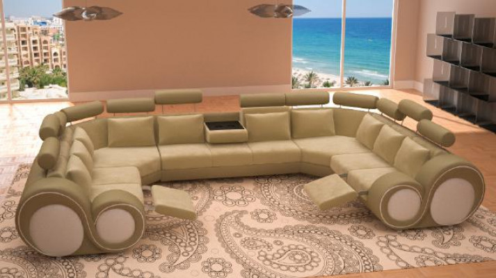 Design XXL Żywy krajobraz Sofa z USB, Kanapa Podkładka Narożnikowa kanapa Włókienniczy Materiał Nowość