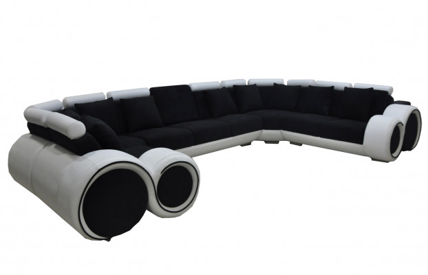 Narożnik Skóra Modern XXL Couch Żywy krajobraz Skórzana Sofa Sofa Kształt U A1163 z USB