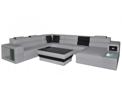 Narożnikowa kanapa Zestaw narożny Sofa narożna Sofa Sofa Podkładka Żywy krajobraz Tabela LED USB Nowość