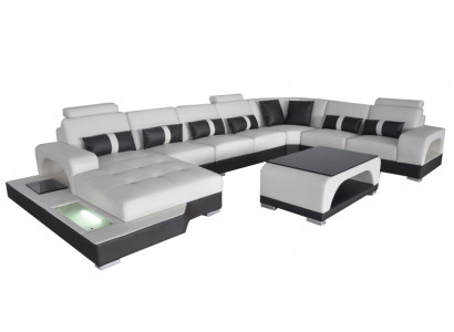 Skóra Sofa Nowoczesna Siedziba Couch Podkładka Design Narożnik Kanapy Żywy krajobraz + Tabela