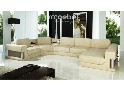 Narożnikowa kanapa Funkcja łóżka Modern Design Sofa Włókienniczy Materiał Kształt U Couch Żywy krajobraz