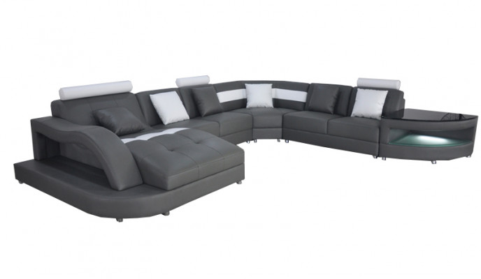 Skóra Sofy Żywy krajobraz Narożnik Ustawić Design Nowoczesna Sofa z USB L6015 Tabela