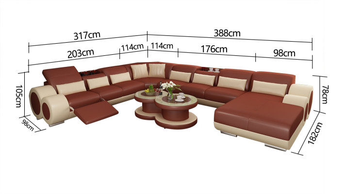 Skórzana sofa kanapa Żywy krajobraz Narożnikowa kanapa Narożnik Ustaw Design Modern Sofa