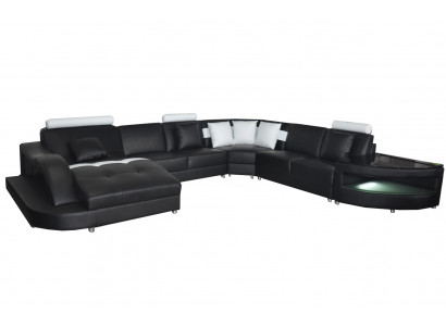 Skóra Sofy Żywy krajobraz Narożnik Ustawić Design Nowoczesna Sofa Kształt U + Tabela