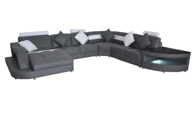 Skóra Sofy Żywy krajobraz Narożnik Ustawić Design Nowoczesna Sofa Kształt U + Tabela