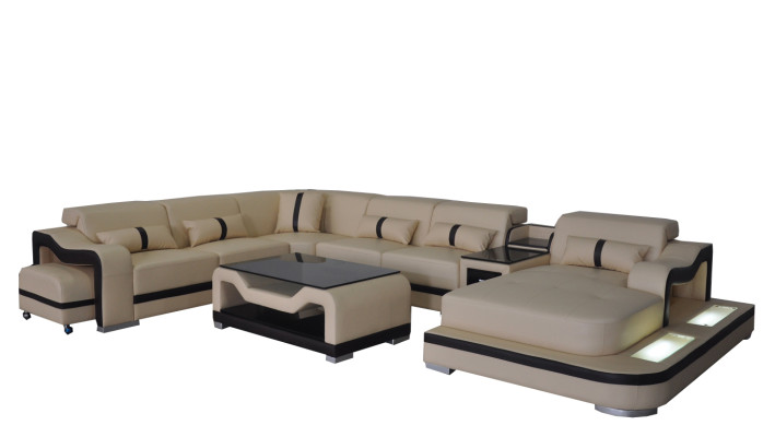 Skóra Żywy krajobraz Ustaw Design Nowoczesna Narożnik Sofa Kanapa Kształt U G8027G Tabela