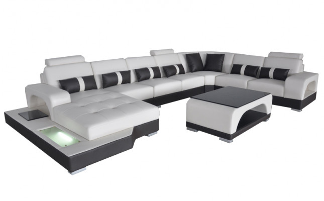 Narożnik kanapa Zestaw narożny Design Narożnik Sofa Sofa Podkładka Żywy krajobraz LED USB