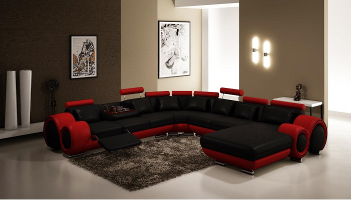 Skórzana sofa kanapa Żywy krajobraz Narożnik kanapa Narożnik Ustaw Design Modern Sofa A1163B