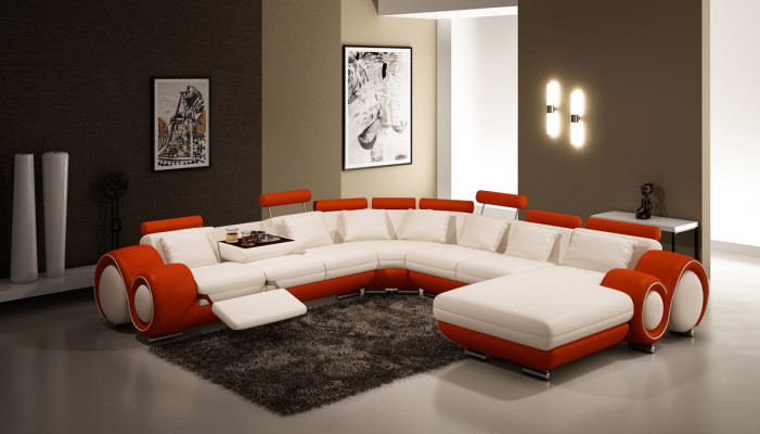 Skórzana sofa kanapa Żywy krajobraz Narożnik kanapa Narożnik Ustaw Design Modern Sofa A1163B