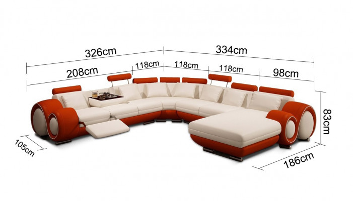 Kanapa Narożnikowa kanapa z USB Skóra Żywy krajobraz Ustawić Design Nowoczesna Sofa +Tabela