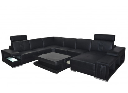 Skóra Sofa Kanapa Podkładka Narożnik Siedziba Ustaw Narożnik couchen Żywy krajobraz +Tabela
