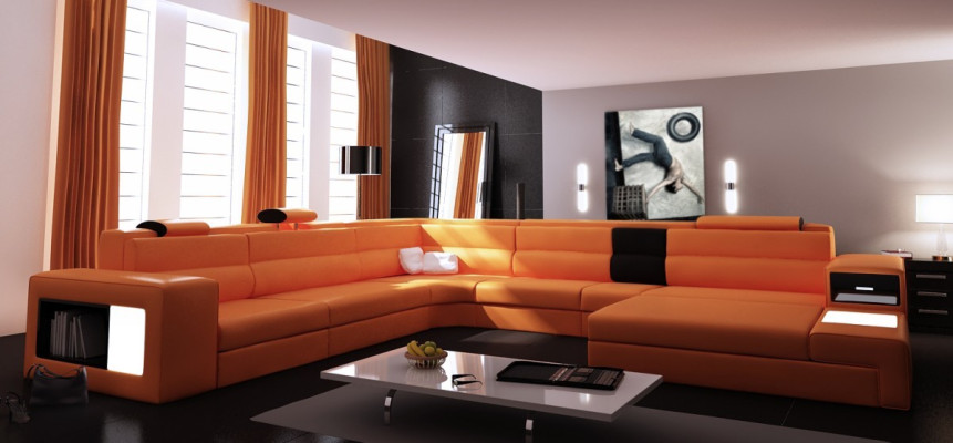 Sofa skórzana kanapa Żywy krajobraz Narożnikowa kanapa Narożnik Ustawić Design Nowoczesna Sofa Nowość B2006