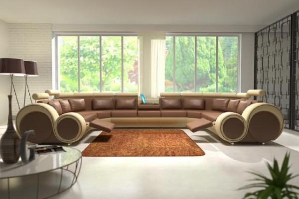 Skórzana sofa z USB Podkładka Sofa Kanapa Narożnikowa kanapa Żywy krajobraz Giant XXL Relaks Nowość