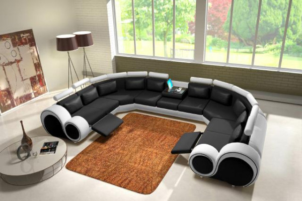 Zestaw kanapowy Nowoczesna Sofa Narożnik Część wypoczynkowa Skóra Couch Żywy krajobraz USB Sofa