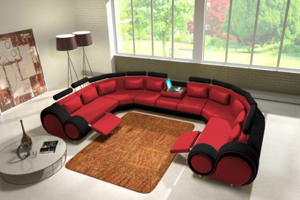 Zestaw kanapowy Nowoczesna Sofa Narożnik Część wypoczynkowa Skóra Couch Żywy krajobraz USB Sofa