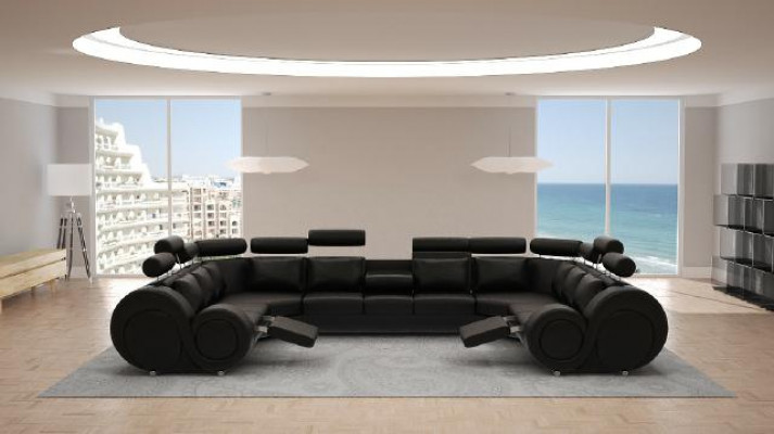 Projektant Żywy krajobrazu Narożnik Kanapa z USB Sofa Podkładka Skórzana Sofa Sofy Nowość