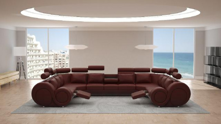 Projektant Żywy krajobrazu Narożnik Kanapa z USB Sofa Podkładka Skórzana Sofa Sofy Nowość