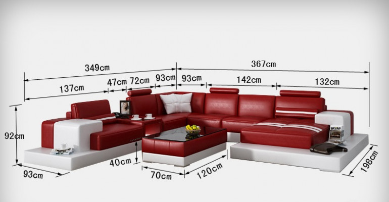 Skórzana sofa kanapa Żywy krajobraz Narożnikowa kanapa Narożnik Ustaw Design Nowoczesna Sofa + USB