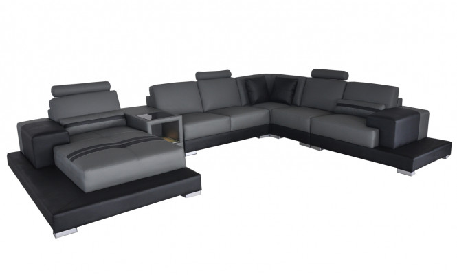 Skórzana Sofa Kanapa Żywy krajobraz Narożnik Ustawić Design Nowoczesna Sofa Kształt U USB
