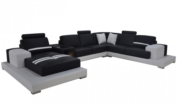 Skórzana Sofa Kanapa Żywy krajobraz Narożnik Ustawić Design Nowoczesna Sofa Kształt U USB