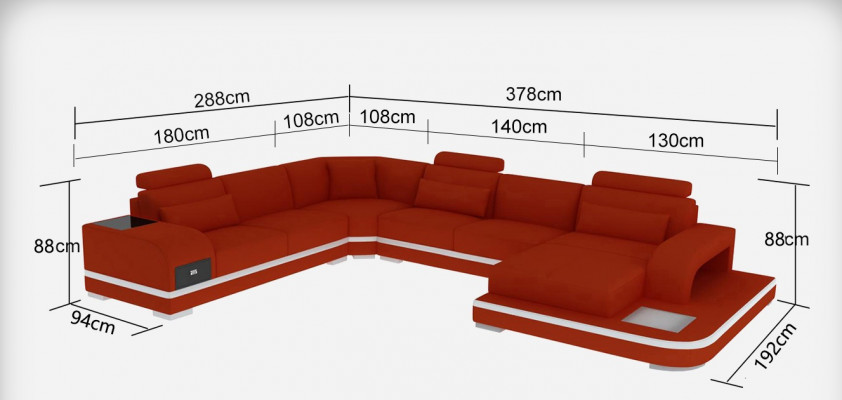 Skórzana sofa Żywy krajobraz Narożnikowa kanapa z miejscem do wypoczynku kanapa + USB + stolik