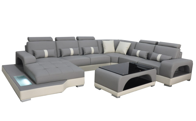 Skóra Sofa Nowoczesna kanapa Podkładka Design Żywy krajobraz + Tabela Narożnik Kanapy Siedziba