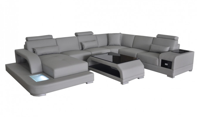 Skórzana sofa Żywy krajobraz Ustaw Design Modern Narożnikowa kanapa Sofa Kształt U G8013+Tabela
