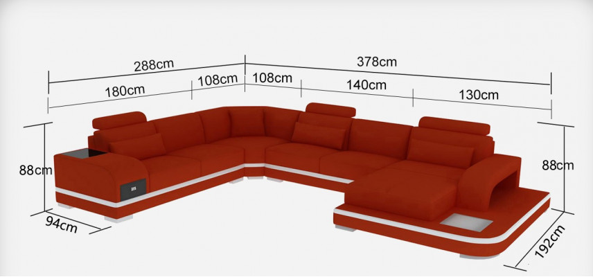 Skórzana sofa Żywy krajobraz Ustaw Design Modern Narożnikowa kanapa Sofa Kształt U G8013+Tabela