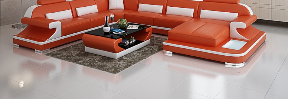 Skórzana sofa kanapa Żywy krajobraz Narożnik kanapa Narożnik Ustaw Design Nowoczesna Sofa z USB