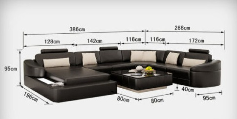 Skóra Sofa z USB Couch Żywy krajobraz Narożnik Ustawić Design Nowoczesne sofy Kształt U