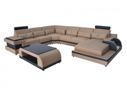 Luksusowa Podkładka Siedziba Skóra Narożnik Couch z USB Sofa Wohn Meble Landscape Ustawić
