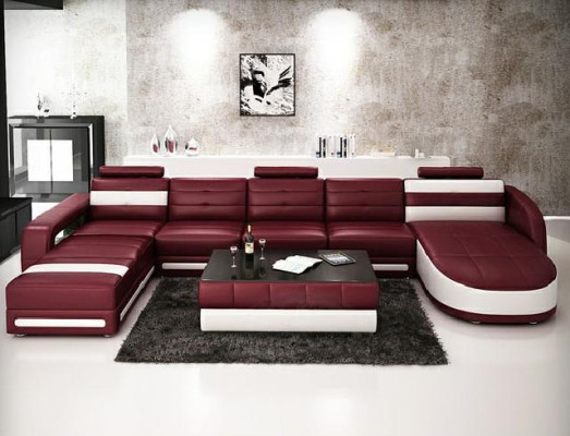 SKÓRZANA SOFA PROJEKTANT Żywy krajobraz SOFA U FORM z USB COLO 3 Narożnikowa kanapa COUCH NOWOŚĆ