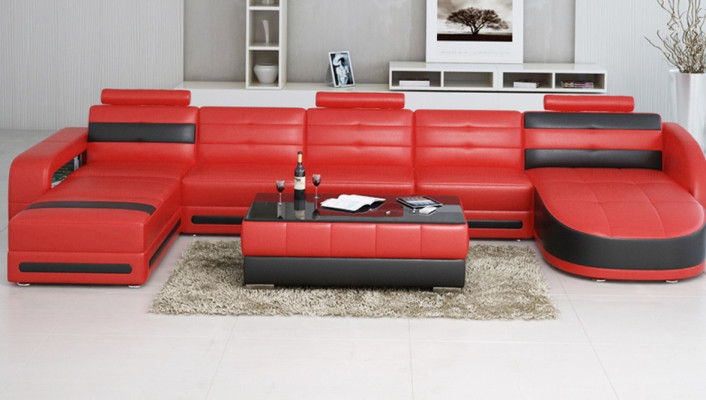 SKÓRZANA SOFA PROJEKTANT Żywy krajobraz SOFA U FORM z USB COLO 3 Narożnikowa kanapa COUCH NOWOŚĆ