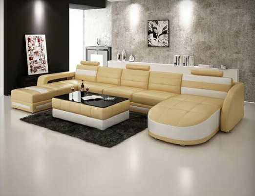 SKÓRZANA SOFA PROJEKTANT Żywy krajobraz SOFA U FORM z USB COLO 3 Narożnikowa kanapa COUCH NOWOŚĆ