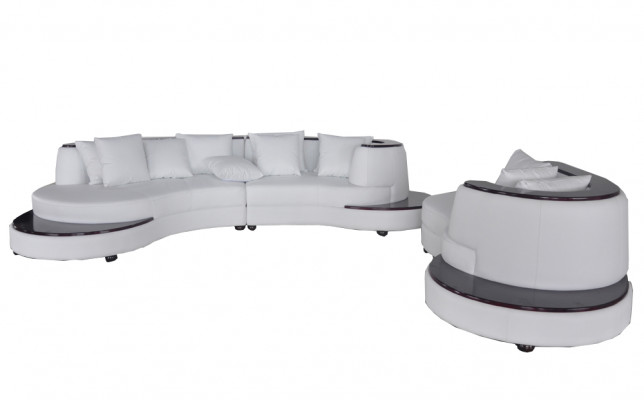 Luxury Okrągły Living Narożnik Skóra Ustawić Krajobraz Podkładka Narożnik XXL Okrągły Sofa USB