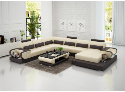 Skórzana sofa kanapa Żywy krajobraz Narożnik kanapa Narożnik Ustaw Design Modern Sofa G8003