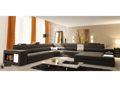Design Sofa Kanapa Siedziba Skóra Narożnik Podkładka Ustawić Żywy krajobraz Narożnikowa kanapa A1 Blue