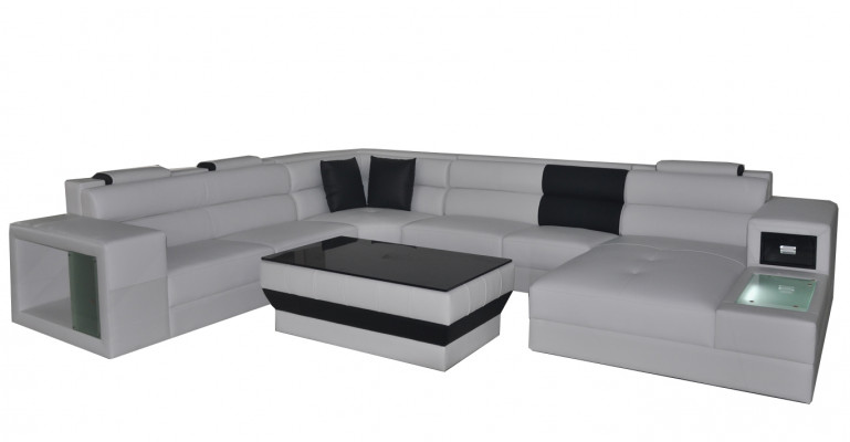 Narożnik Skóra Modern XXL Couch Żywy krajobraz Skórzana Sofa Sofa Kształt U B2006