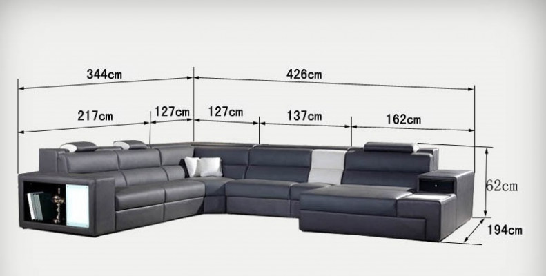 Narożnik Skóra Modern XXL Couch Żywy krajobraz Skórzana Sofa Sofa Kształt U B2006