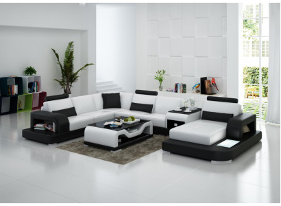 Skórzana Sofa Kanapa Nowoczesny Żywy krajobraz Narożnikowa kanapa Narożnik Decor Design Ustawić