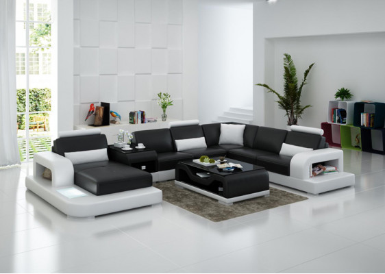 Skórzana Sofa Kanapa Nowoczesny Żywy krajobraz Narożnikowa kanapa Narożnik Decor Design Ustawić