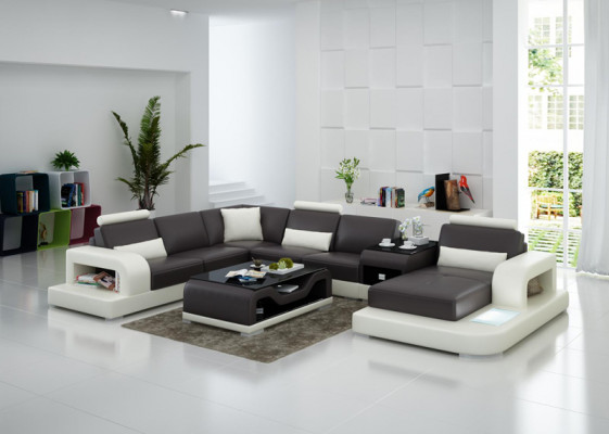 Skórzana Sofa Kanapa Nowoczesny Żywy krajobraz Narożnikowa kanapa Narożnik Decor Design Ustawić
