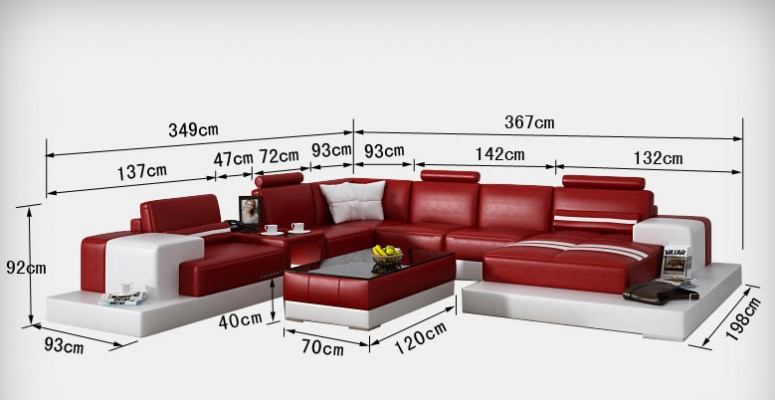 Skórzana sofa kanapa Żywy krajobraz Narożnikowa kanapa Narożnik Ustawić wystrój nowoczesny