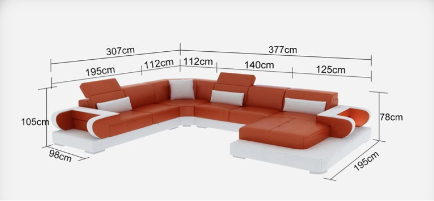 Kanapa Narożnikowa kanapa Skóra Żywy krajobraz Ustaw Design Nowoczesna Sofa UForm G8002+Tabela