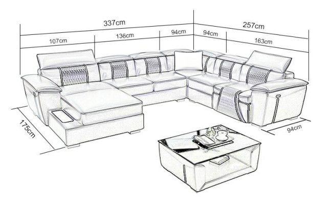 Narożnikowa kanapa Żywy krajobraz Sofa Couch Podkładka Skóra Design Relaks Wielofunkcyjny UForm