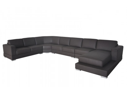 Narożnik Skóra Modern XXL Kanapa Żywy krajobraz Skórzana Sofa Sofa Kształt U USB Narożnikowa kanapa Nowość