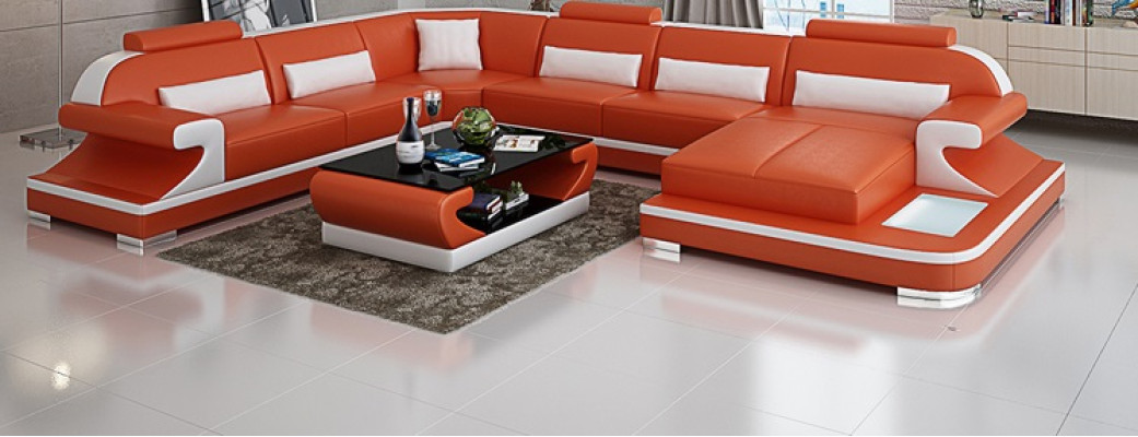 Skórzana sofa kanapa Żywy krajobraz Narożnik kanapa Narożnik Ustawić Design Nowoczesna Sofa G8021