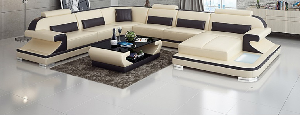 Skórzana sofa kanapa Żywy krajobraz Narożnik kanapa Narożnik Ustawić Design Nowoczesna Sofa G8021