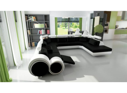 Skórzana sofa sofa z USB Couch Narożnik Siedziba Podkładka Ustawić Żywy krajobraz U kształt XXL